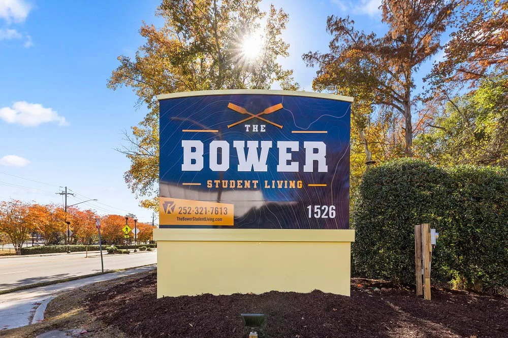 The Bower Student Living walking distance to ECU new sign at The Bower