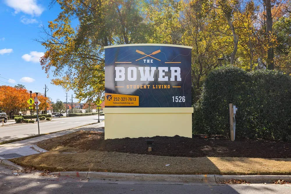 The Bower Student Living walking distance to ECU property sign at The Bower